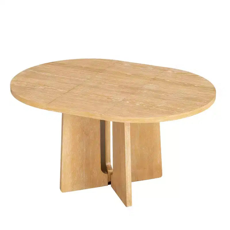 Mesa de comedor redonda extensible vintage, madera de caucho estilo rústico con extensión de 40.6 cm