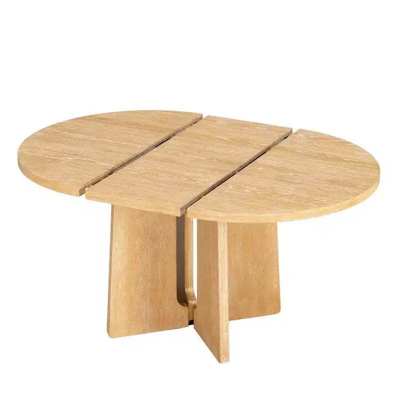 Mesa de comedor redonda extensible vintage, madera de caucho estilo rústico con extensión de 40.6 cm