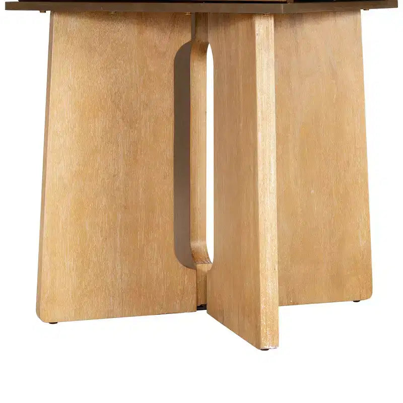 Mesa de comedor redonda extensible vintage, madera de caucho estilo rústico con extensión de 40.6 cm
