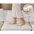 Sofá seccional modular en forma de L de 120" con relleno de plumón, otomana de almacenamiento y 2 almohadas, beige