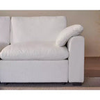 Sofá seccional modular en forma de L de 120" con relleno de plumón, otomana de almacenamiento y 2 almohadas, beige
