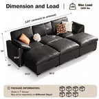 Sofá seccional modular en forma de L de 120" con relleno de plumón, otomana de almacenamiento y 2 almohadas, beige