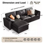 Sofá seccional modular en forma de L de 120" con relleno de plumón, otomana de almacenamiento y 2 almohadas, beige