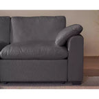 Sofá seccional modular en forma de L de 120" con relleno de plumón, otomana de almacenamiento y 2 almohadas, beige