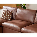 Sofá seccional modular en forma de L de 120" con relleno de plumón, otomana de almacenamiento y 2 almohadas, beige