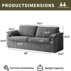 Sofá Cloud Loveseat de 86", pana beige, asiento profundo con cojines de reposabrazos anchos