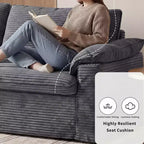 Sofá Cloud Loveseat de 86", pana beige, asiento profundo con cojines de reposabrazos anchos
