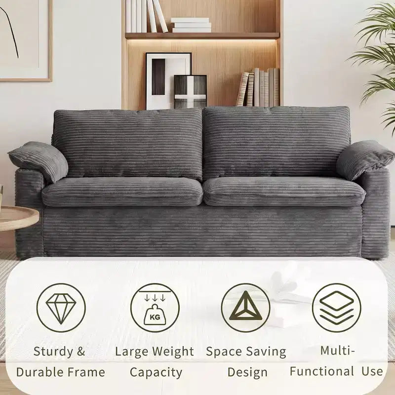 Sofá Cloud Loveseat de 86", pana beige, asiento profundo con cojines de reposabrazos anchos