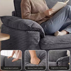 Sofá Cloud Loveseat de 86", pana beige, asiento profundo con cojines de reposabrazos anchos