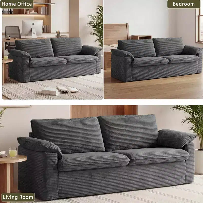 Sofá Cloud Loveseat de 86", pana beige, asiento profundo con cojines de reposabrazos anchos