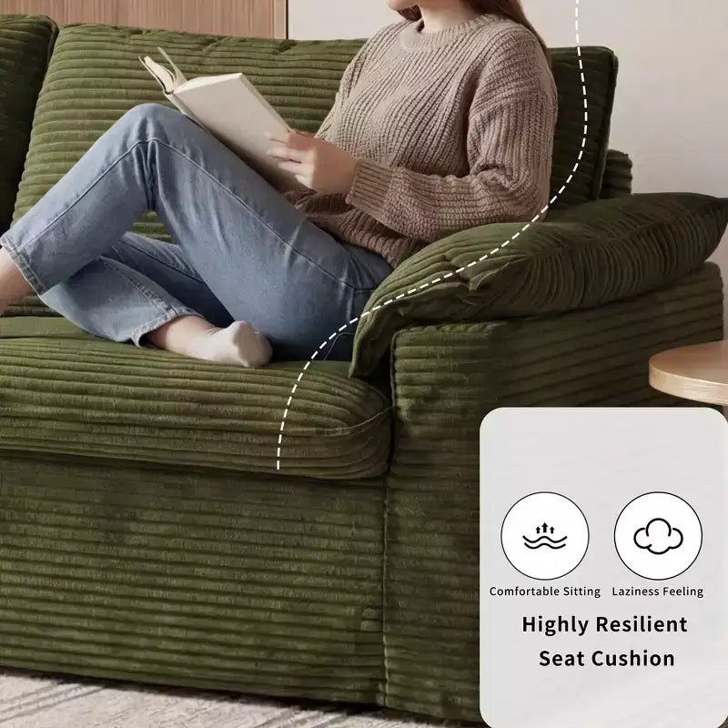 Sofá Cloud Loveseat de 86", pana beige, asiento profundo con cojines de reposabrazos anchos