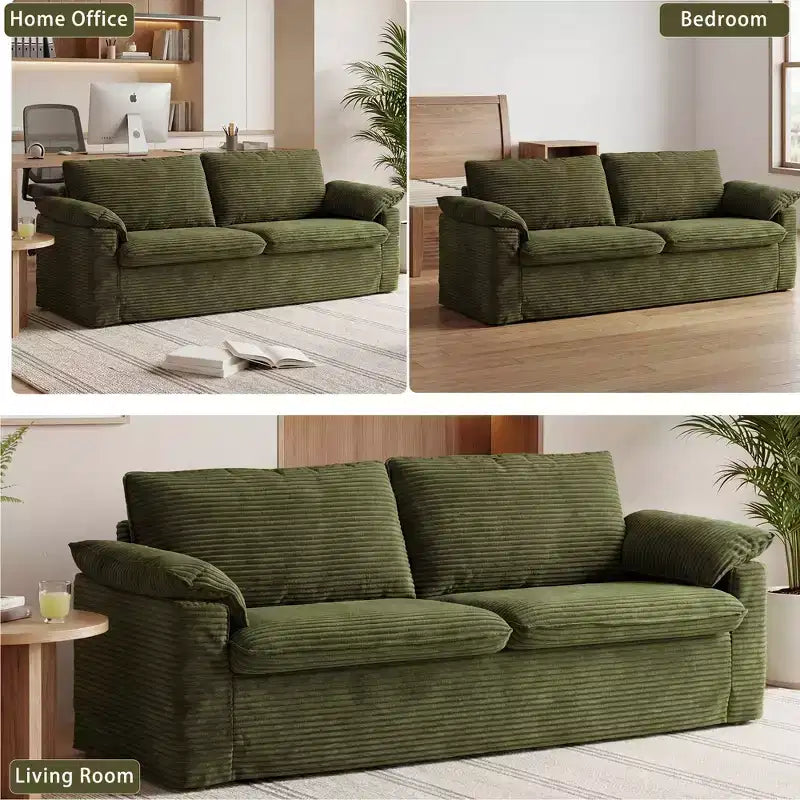 Sofá Cloud Loveseat de 86", pana beige, asiento profundo con cojines de reposabrazos anchos