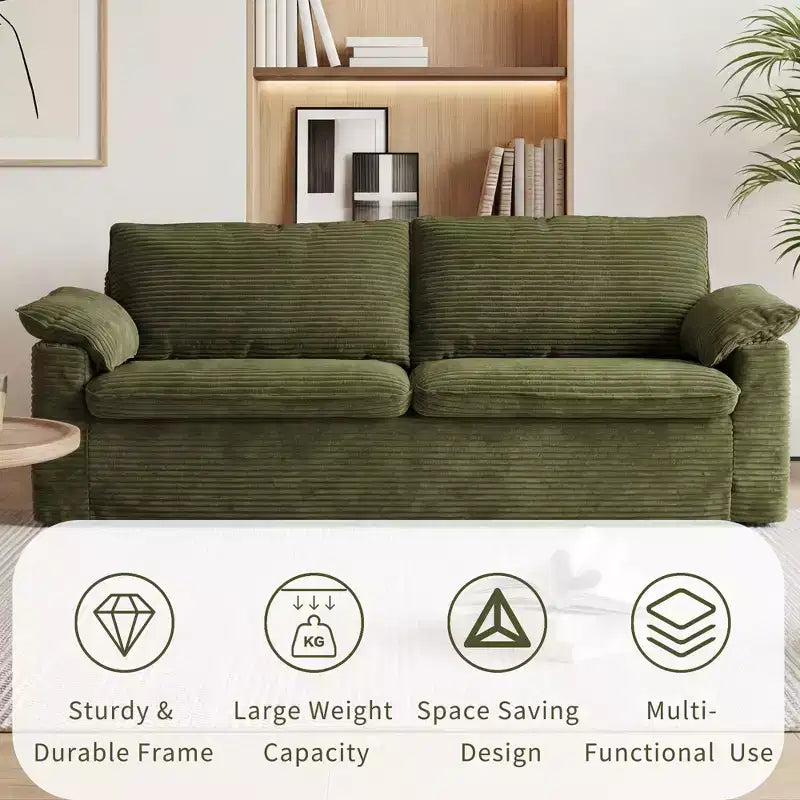Sofá Cloud Loveseat de 86", pana beige, asiento profundo con cojines de reposabrazos anchos