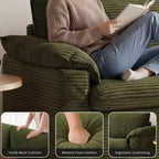 Sofá Cloud Loveseat de 86", pana beige, asiento profundo con cojines de reposabrazos anchos