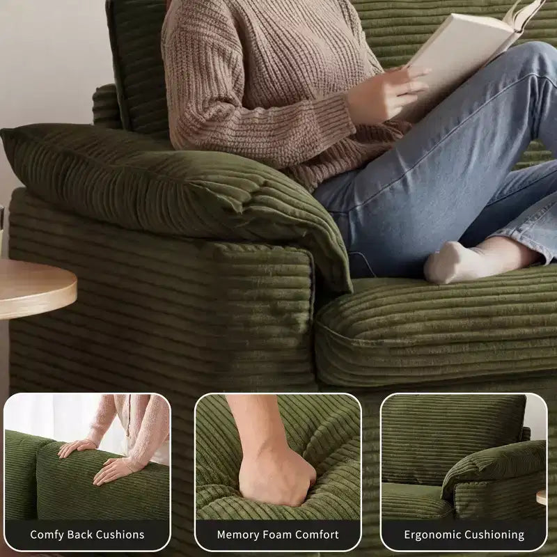 Sofá Cloud Loveseat de 86", pana beige, asiento profundo con cojines de reposabrazos anchos
