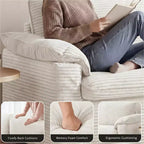 Sofá Cloud Loveseat de 86", pana beige, asiento profundo con cojines de reposabrazos anchos