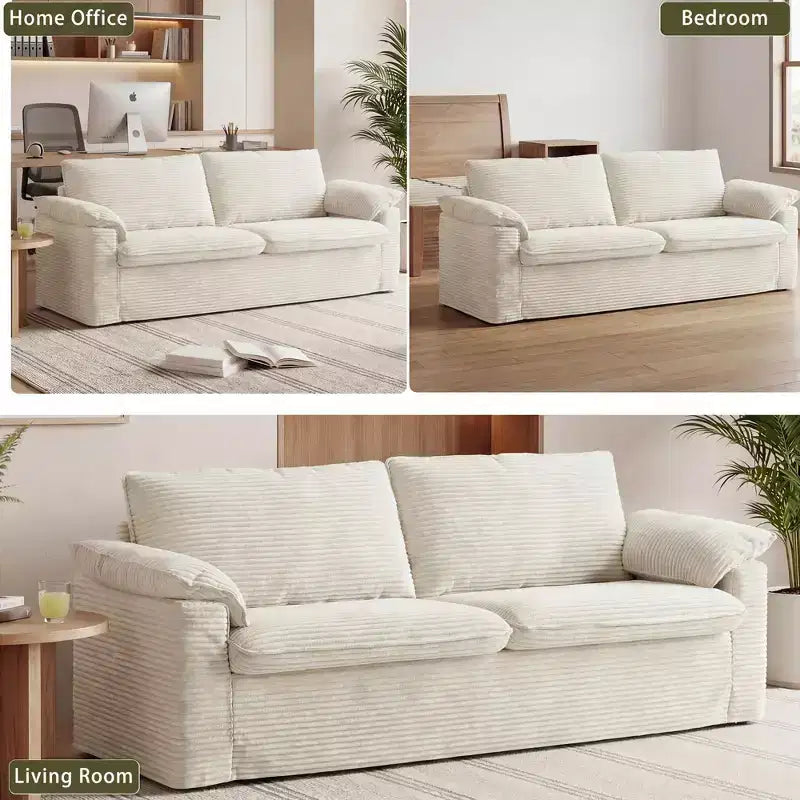 Sofá Cloud Loveseat de 86", pana beige, asiento profundo con cojines de reposabrazos anchos