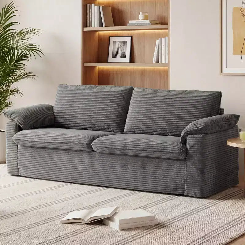 Sofá Cloud Loveseat de 86", pana beige, asiento profundo con cojines de reposabrazos anchos