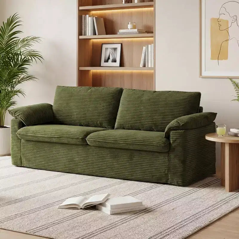 Sofá Cloud Loveseat de 86", pana beige, asiento profundo con cojines de reposabrazos anchos