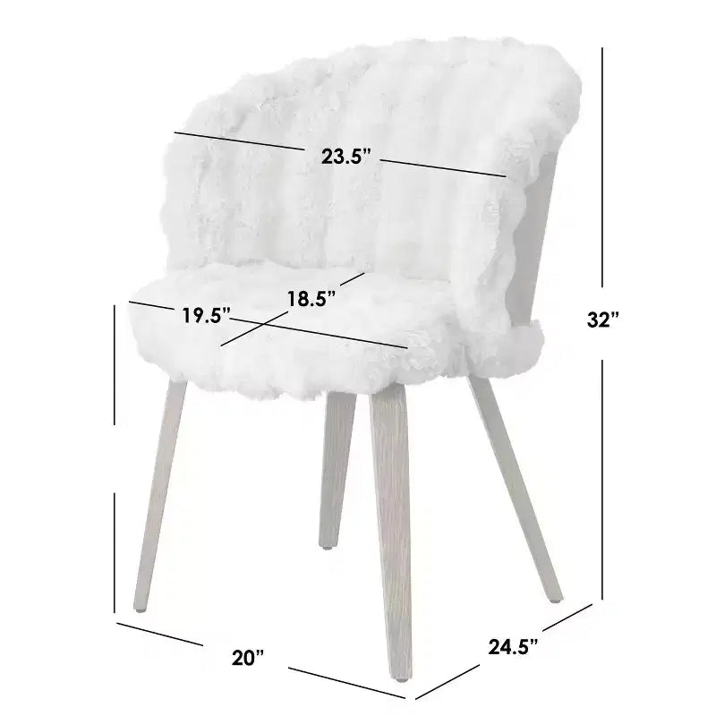 Silla de comedor Amanda de piel sintética, juego de 2, blanco roto/roble rústico