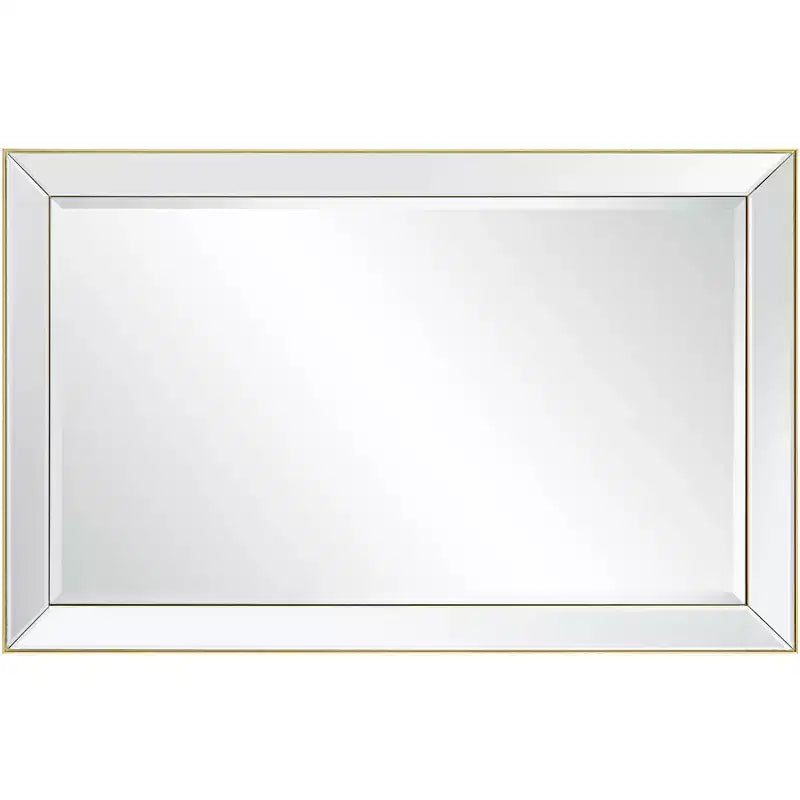 Espejo de pared rectangular Verne con borde dorado mate de 24" x 38" y cristal biselado