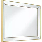 Espejo de pared rectangular Verne con borde dorado mate de 24" x 38" y cristal biselado