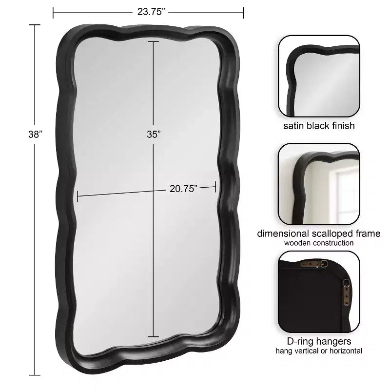 Espejo de pared con marco de madera festoneado Hatherleigh de 23.5" x 38"