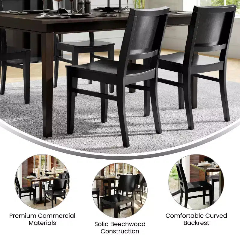 Silla de Comedor de Madera Maciza Grado Comercial Nápoles con Respaldo Curvo