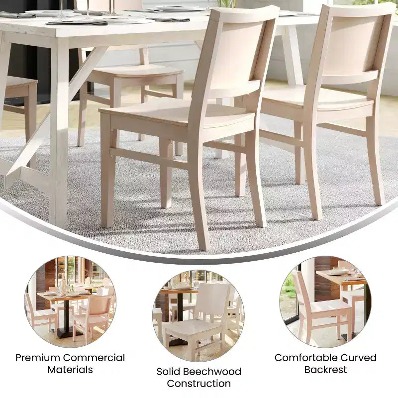 Silla de Comedor de Madera Maciza Grado Comercial Nápoles con Respaldo Curvo